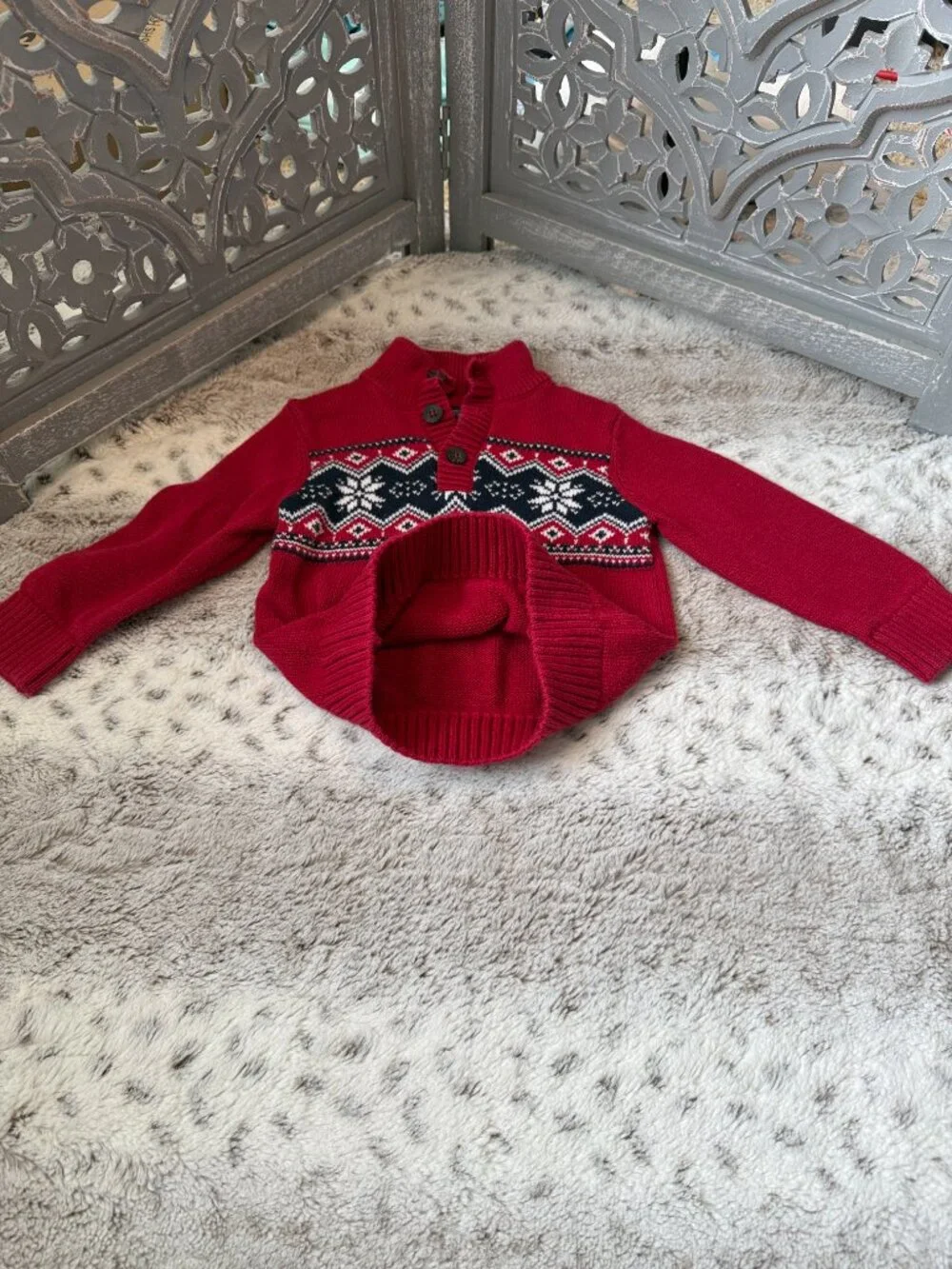 The Children's Place half zip sweater baby boys 18-24 months snowflake winter